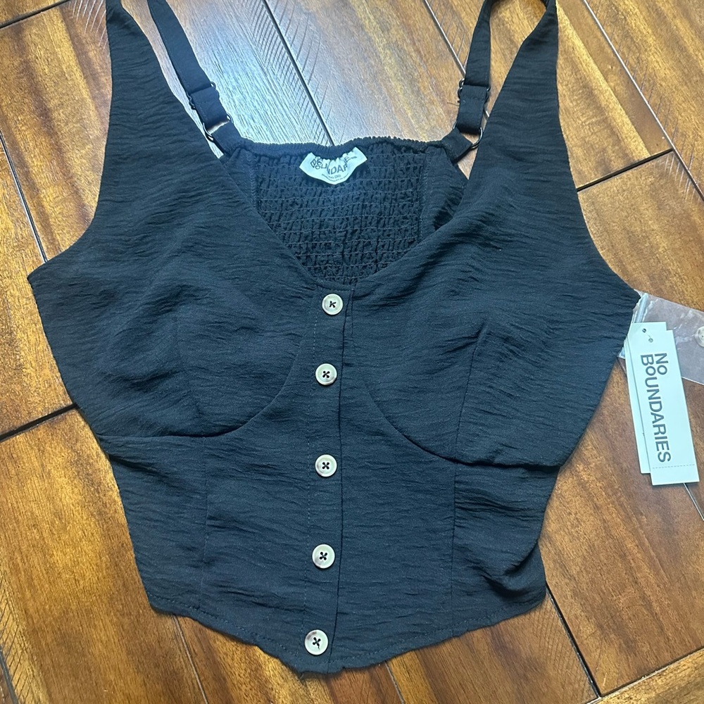 No Boundaries Black Button-Front Camisole and Pants XXL (20) NWT